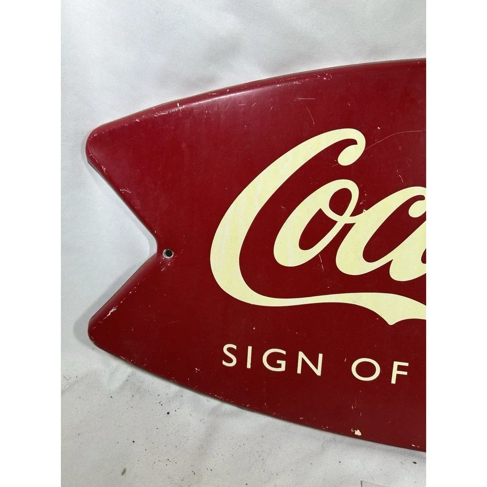 Vintage Coca Cola Tacker Metal Sign Sign of Good Taste Advertising Coke 24x12